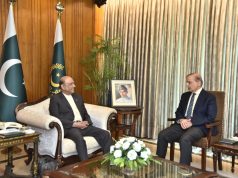 Prime Minister Muhammad Shehbaz Sharif briefs President Asif Ali Zardari on the decision to promote General Syed Asim Munir to the rank of Field Marshal during a high-level meeting at the President House.