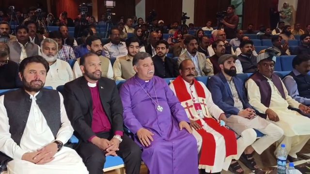 Sardar Yousaf celebrates Easter with Christian community here at the National Library of Pakistan on Friday, April 25, 2025.