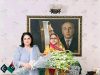 BISP Chairperson Rubina Khalid presents a bouquet to PPP leader and MPA Faryal Talpur.
