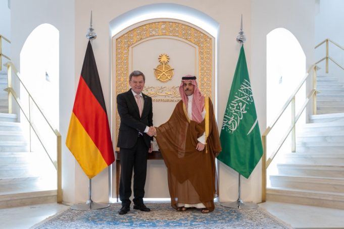 Saudi Foreign Minister, Prince Faisal bin Farhan receives German Foreign Minister Johann Wadephul in Riyadh on Saturday. 🇸🇦🇩🇪