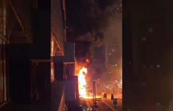 Missile trails over Tel Aviv: Iranian strikes spark fire & panic in Israel’s commercial hub