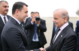 PM Sharif arrives in Shusha to attend ECO summit