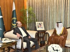 President Asif Ali Zardari bids farewell to UAE Ambassador Hamad Obaid Alzaabi at Aiwan-e-Sadr, extending best wishes for his future endeavors.