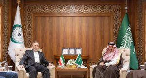 Saudi FM Prince Faisal bin Farhan meets Iranian FM Abbas Araghchi on OIC sidelines to discuss Israeli aggression against Palestinians