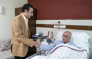 PPP Chairman Bilawal Bhutto Zardari visits senior politician Syed Khursheed Ahmed Shah at a local hospital, inquires about his health, and wishes him a speedy recovery.