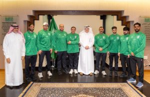 Saudi Ambassador Nawaf bin Said Al-Malki welcomes the Saudi Goalball Team; extends best wishes for their success and victory in championships worldwide.