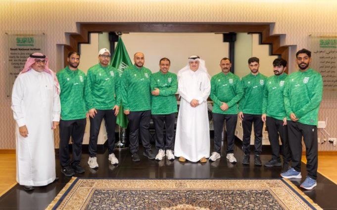 Saudi Ambassador Nawaf bin Said Al-Malki welcomes the Saudi Goalball Team; extends best wishes for their success and victory in championships worldwide.