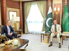 Prime Minister Shehbaz Sharif meets WEF President Børge Brende in Riyadh on sidelines of Future Investment Initiative