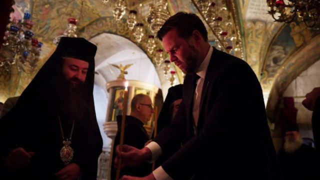 U.S. Vice President Vance and Second Lady Usha Vance visit Jerusalem’s Church of the Holy Sepulchre, site of Christ’s crucifixion and resurrection