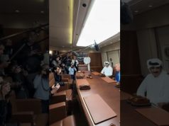 Donald Trump meets Emir of Qatar aboard Air Force One: “It’s such an honor to have you on the plane”