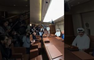 Donald Trump meets Emir of Qatar aboard Air Force One: “It’s such an honor to have you on the plane”