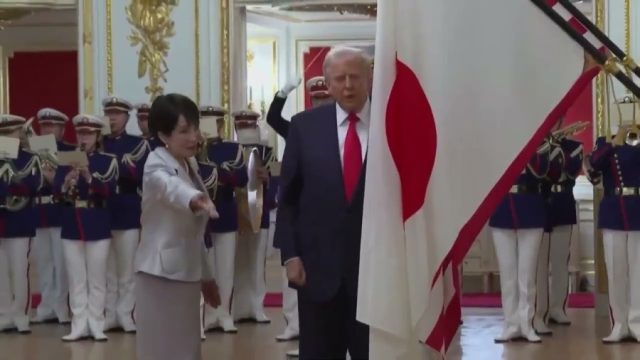 U.S. President Donald J. Trump joins Japanese Prime Minister Sanae Takaichi at Akasaka Palace for official welcome ceremony 🇺🇸🇯🇵