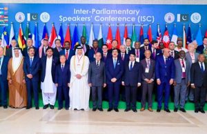 Prime Minister Shehbaz Sharif poses for family photo at Inter-Parliamentary Speakers Conference