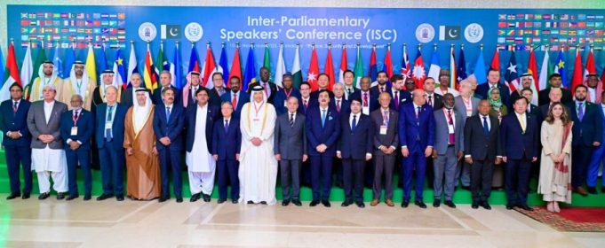 Prime Minister Shehbaz Sharif poses for family photo at Inter-Parliamentary Speakers Conference