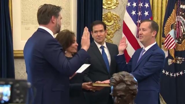 U.S. Vice President JD Vance administers oath to Ambassador-Designate Sergio Gor for posting in India