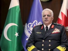 Rear Admiral Ahmed Mohamed Ebrahim Al Bin Ali, Commander of the Royal Bahrain Naval Force, delivers a special message as Chief Guest at the Commissioning Parade of the Pakistan Naval Academy on December 27, 2025.