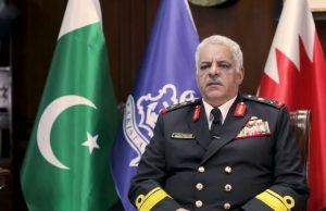 Rear Admiral Ahmed Mohamed Ebrahim Al Bin Ali, Commander of the Royal Bahrain Naval Force, delivers a special message as Chief Guest at the Commissioning Parade of the Pakistan Naval Academy on December 27, 2025.