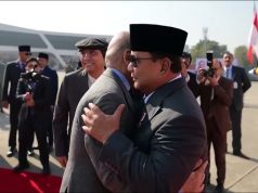 President Asif Ali Zardari and Prime Minister Muhammad Shehbaz Sharif welcome Indonesian President H.E. Prabowo Subianto upon his arrival at Noor Khan Air Base.