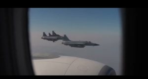 Six Pakistani JF-17 Thunder Block III fighter jets escort Indonesian President Prabowo Subianto as he arrives in Pakistan for an official visit.