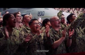 Trump says U.S. battleships symbolize power, pledge military supremacy, industrial revival