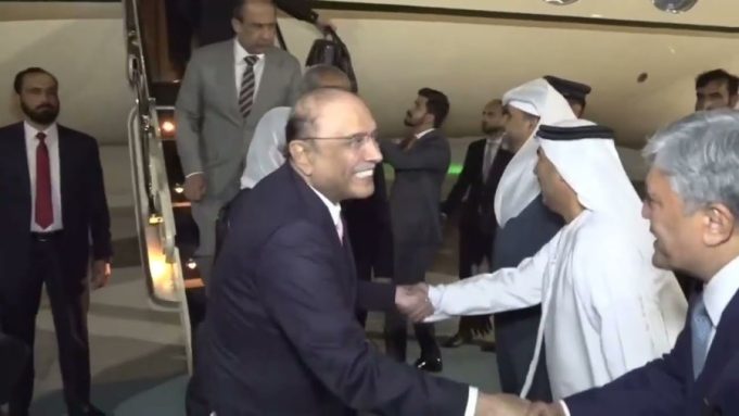 President Zardari arrives in UAE on four-day visit to strengthen strategic, economic ties