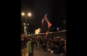 American flag burned in Athens as protesters rally in solidarity with Venezuela