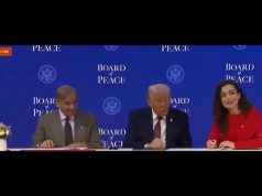 US President Donald Trump, at World Economic Forum in Davos, asks about Field Marshal Asim Munir, as the Prime Minister Shehbaz Sharif points him out during the interaction