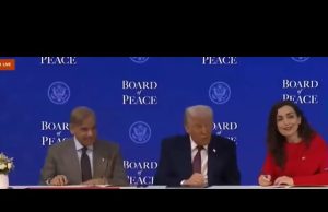 US President Donald Trump, at World Economic Forum in Davos, asks about Field Marshal Asim Munir, as the Prime Minister Shehbaz Sharif points him out during the interaction