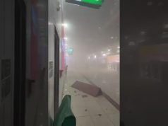 Damage is seen at Dubai International Airport after it was struck by an Iranian missile attack, prompting flight suspensions and emergency response measures.