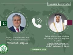 Pakistan, Qatar FMs discuss regional developments, stress urgent de-escalation