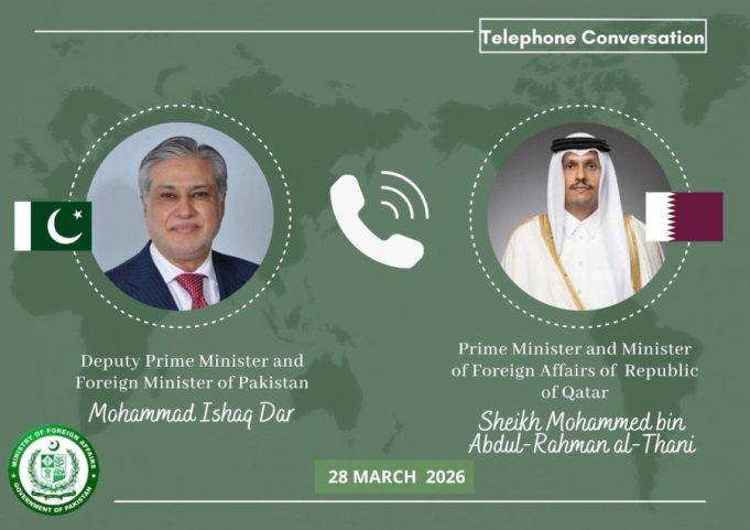 Pakistan, Qatar FMs discuss regional developments, stress urgent de-escalation