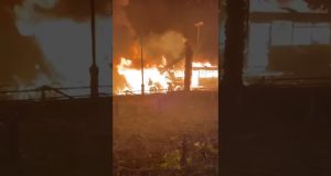 Widespread destruction is visible across parts of Tel Aviv, with collapsed buildings, debris scattered along the streets and residents moving through the rubble amid ongoing emergency response efforts.