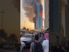 Smoke rises over Bahrain high-rise after Iranian drone strikes in escalating Gulf conflict