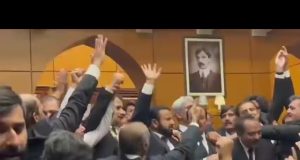 Physical altercation breaks out between lawyers inside Lahore High Court amid bar association polls; colleagues filmed rather than intervening