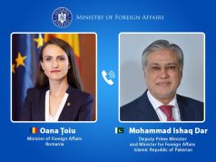 Romania backs Pakistan’s mediation efforts, stresses Strait of Hormuz reopening, regional stability: FM Țoiu