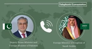 Dar, Saudi FM Faisal bin Farhan discuss regional situation; reaffirm commitment to peace efforts