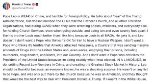 Donald J. Trump criticizes Pope Leo XIV over policy positions, sparks fresh controversy