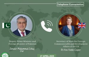 Pakistan, UK reaffirm commitment to dialogue, regional stability during Dar–Cooper call