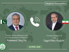Dar, Iran’s Araghchi stress dialogue for regional peace in phone call