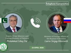 Ishaq Dar, Sergey Lavrov discuss bilateral ties, regional peace efforts in telephonic contact