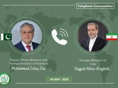 Dar, Iranian FM discuss regional situation, emphasize dialogue, diplomacy for peace
