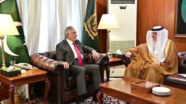 Ishaq Dar, Saudi envoy discuss bilateral ties, regional situation