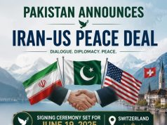 Pakistan announces Iran-US peace deal, signing ceremony set for June 19 in Switzerland