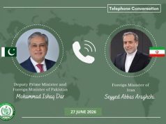 Pakistan, Iran reaffirm commitment to regional peace in Dar-Araghchi phone call