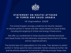 UK condemns Houthi attacks on Saudi Arabia, calls for immediate de-escalation
