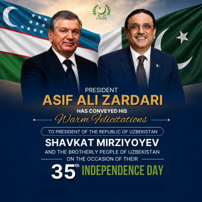 President Zardari felicitates Uzbek President on 35th Independence Day